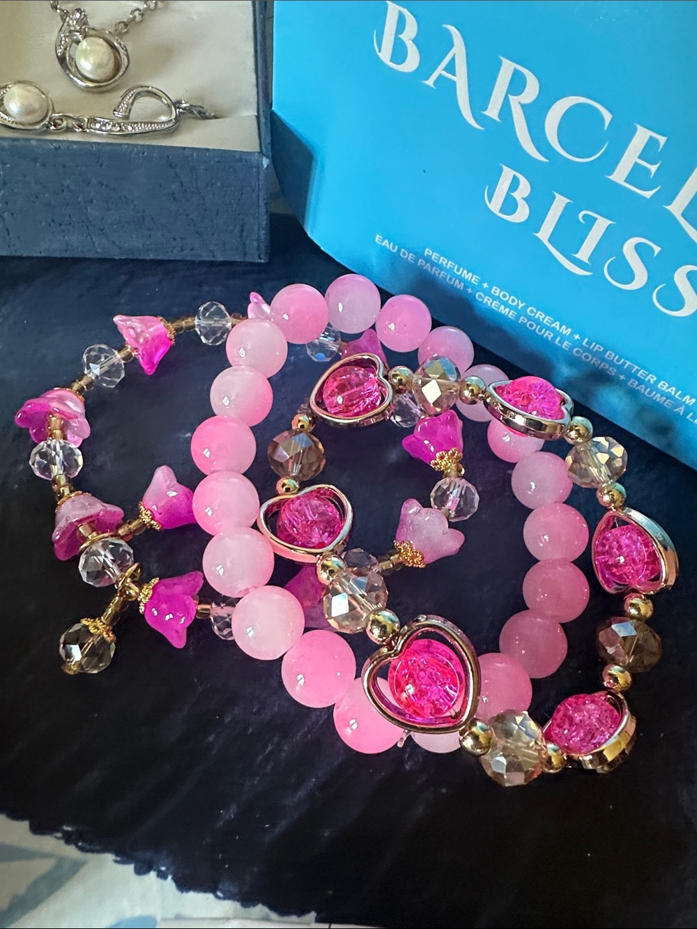 Barcelona Bliss Pink, Beaded Stretch Bracelet Set - ALL YOU SEE NWT - Picture 5 of 10